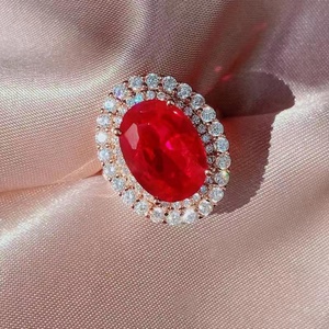 Fashion Eco-friendly Copper 18K Rose Gold Plated <b>Necklace</b> Earrings Rings <b>Set</b> Women's 8*10mm Pigeon Blood Red Zircon Jewelry <b>Sets</b> - Product Image 6