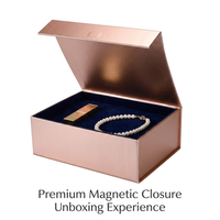 Boîte cadeau rigide pliable en carton avec fermeture magnétique en or rose personnalisée, emballage métallique de luxe avec ruban, bijoux, cosmétiques