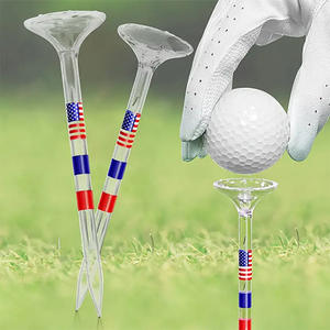 Tee de golf transparent durable à résistance nulle, grands moules en plastique pour clubs, logo personnalisé disponible, longueur 83 mm, drapeau américain - Product Image 1