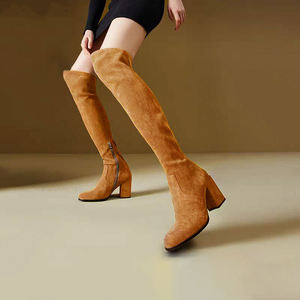 OTM รองเท้าบูทยาวถึงเข่าสำหรับผู้หญิงหนังนิ่มรอบเข่าดีไซน์คลาสสิก - Product Image 6