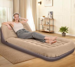 Inflatable Couch for Camping Air Mattress with Adjustable Backrest Blow <b>Up</b> Couch for Adults with Flocked Surface - Product Image 1