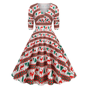 Robe de fête de Noël personnalisée de luxe à col en V pour femmes, robe élégante à manches longues, décontractée, basique, ajustée, courte - Product Image 2