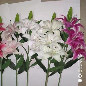 Gros latex artificiel vraie touche fleur de <span class=keywords><strong>lys</strong></span> pour bouquet de mariage - Product Image 2