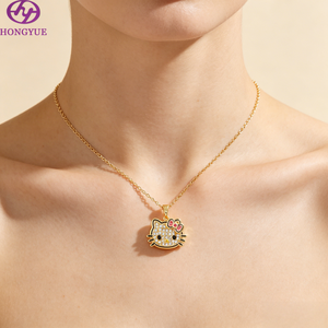Collana con Ciondolo Placcata in Oro 18K con Zirconi e Cristalli, Gioiello alla Moda per Donne e Ragazze - Product Image 2