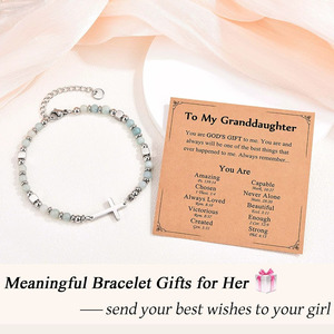 Pietra naturale croce <span class=keywords><strong>religiosa</strong></span> braccialetto con carta regali cristiani per <span class=keywords><strong>la</strong></span> figlia nipote sorella in Cristo nipote - Product Image 3