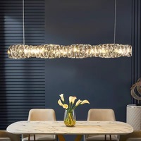 Postmoderne haut de gamme or cristal pendentif lumière Simple île cuisine Bar lampe de Table longue bande luxe salle à manger tailles moyennes