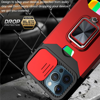 Étui de Protection pour objectif coulissant pour iPhone 13 11 12 Pro Max X XS Max XR 7 8 Plus 11Pro, coque robuste avec anneau de support