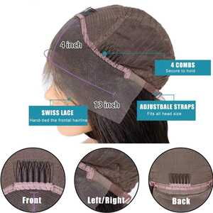 Perruque synthétique Body Wave en gros, ajustement confortable, facile à porter, texture douce et légère, noir naturel, dentelle transparente, tendance - Product Image 4