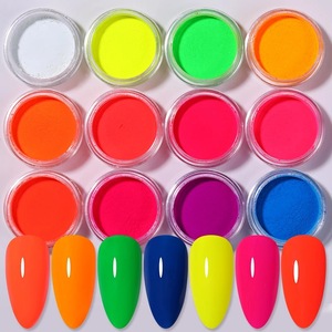 Polvo de Uñas Iridiscente Brillante Ultrafino Luminoso Perlado de Alto Brillo en 12 Colores Neón, Venta Caliente - Product Image 4