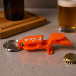Llavero Abridor de Botellas en Forma de Escopeta, Plástico Naranja, Cuchilla de Acero Inoxidable, 3 Operaciones Manuales, Herramienta de Cocina Multifunción - Product Image 2