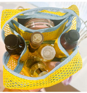 Bolsa de cosméticos de malla ligera con estilo, organizador de viaje de almacenamiento de maquillaje con cremallera cuadrada - Product Image 2