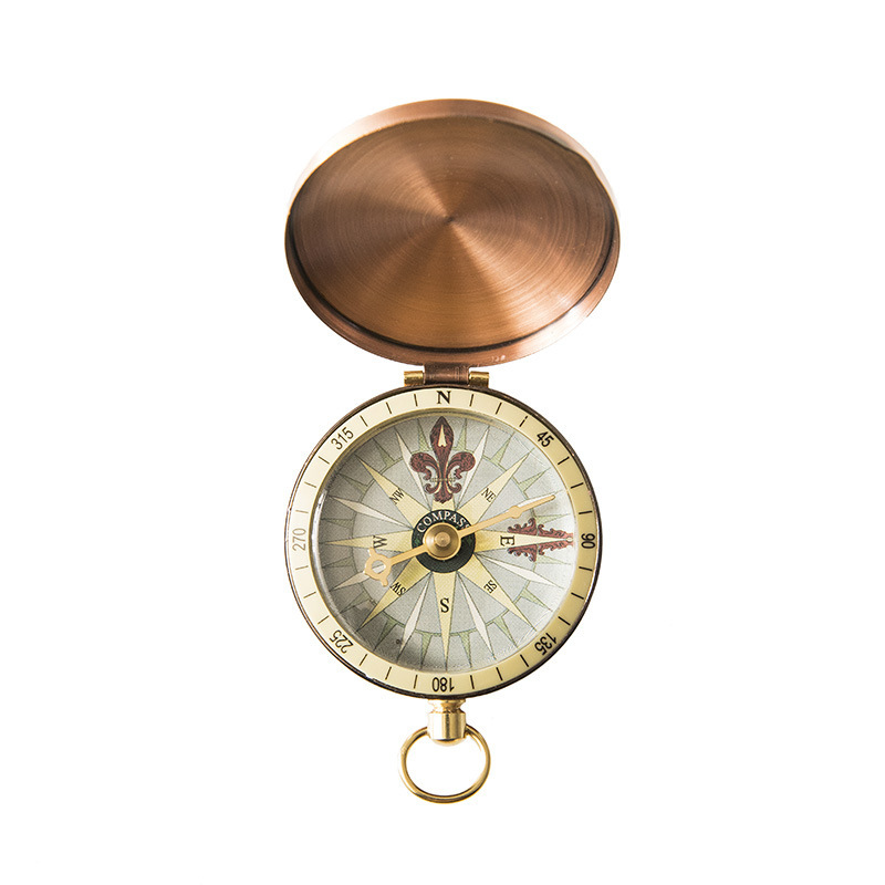 Boussole En Cuivre Doré – Multifonction, Mode Nuit, Style Antique, Idéale Randonnée Et Camping