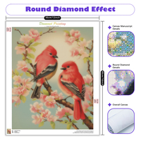 Peinture Diamant 5D Chenistory Oiseau pour Adultes, Kit de Peinture Diamant Complet Rond DIY, Cadeau Animalier, Kits d'Art