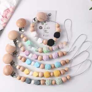 Juego de clips para chupete de silicona y madera multicolor, sujetachupetes antipérdida, accesorio de dentición para bebé, ideal para regalos de baby shower - Product Image 2