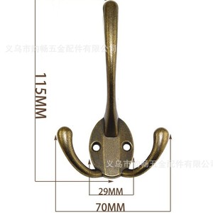 Zinc Alloy <b>Wall</b> Mounted Double <b>Hooks</b> Antique Black For Bathroom Wardrobe Door Coat And Cap Hanger - Product Image 4