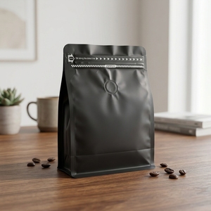 Sachet de café refermable à fond plat carré, doublé de papier aluminium alimentaire, avec fermeture éclair facile à déchirer, pour emballage de haricots, vente en gros - Product Image 1