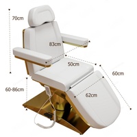 Ensemble de mobilier de salon de beauté de luxe : Lit de beauté électrique noir pour extensions de cils, 3 moteurs, réglable, avec fonction massage et fauteuil facial avec accoudoirs