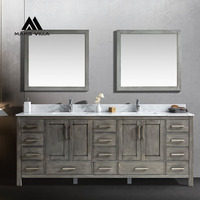 Mars Villa Meuble-lavabo intégré moderne 24 pouces étroit pour salle de bain d'hôtel avec miroir LED mural résistant à l'eau et gain de place