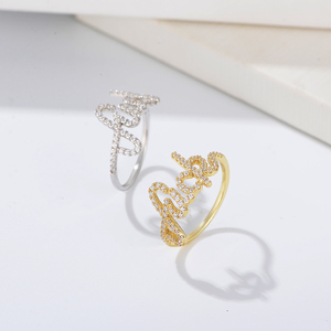 Gran oferta, anillo de nombre personalizado de plata de ley S925, Zirconia completa, chapado en rodio dorado, joyería de <span class=keywords><strong>moda</strong></span> para bodas y fiestas - Product Image 3