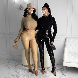 PU Da Cao Eo Xếp Chồng Lên Nhau Quần Mùa Thu Mùa Đông Phụ Nữ Thời Trang Thời Trang Thời Trang Thời Trang Thời Trang Quần Câu Lạc Bộ Quần Áo Mùa Thu Mùa Thu Mùa Thu Thời Trang dạo phố - Product Image 1