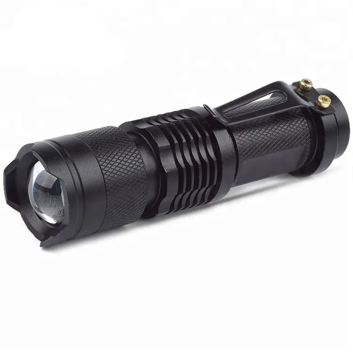 Açık yakınlaştırma Mini LED Torch 14500/AA güç Q5 taktik Mini Led el feneri cep klipsi ile