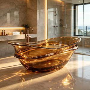<span class=keywords><strong>Baignoire</strong></span> autoportante de luxe en résine transparente ambrée, forme ondulée, finition cristalline, pour villa, salle de bain design - Product Image 1