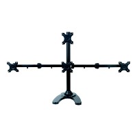 Support de bureau ergonomique DMP LCD4802Q-STAND en alliage d'aluminium et acier allié pour quatre moniteurs de 13 à 24 pouces, tube de 48 mm, VESA 100x100