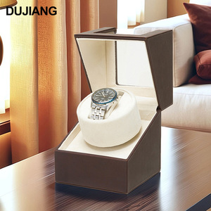 Dujiang Watch Winder Box Leather 12.7x12.7x16.3cm Automatic Rotating Mechanical Watch Storage <b>Display</b> <b>Case</b> - Product Image 1