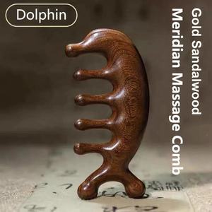 Peigne en bois de santal doré naturel Drague Méridiens et massage du cuir chevelu Design classique et à la mode Portable et durable - Product Image 3