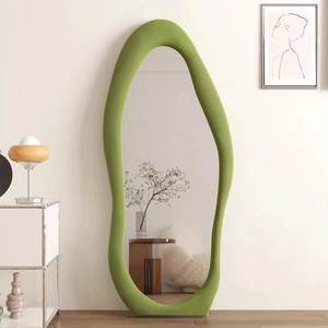 Selling Home Decor Irregular Full Body Wall Mounted Floor <strong>Mirror</strong> Flannel Wrapped Frame <strong>Leaning</strong> Hanging Wall <strong>Mirror</strong> - Product Image 1