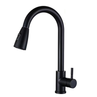 Robinet de cuisine moderne minimaliste en acier inoxydable 304, à arc haute extensible, anti-éclaboussures, à commande monocommande