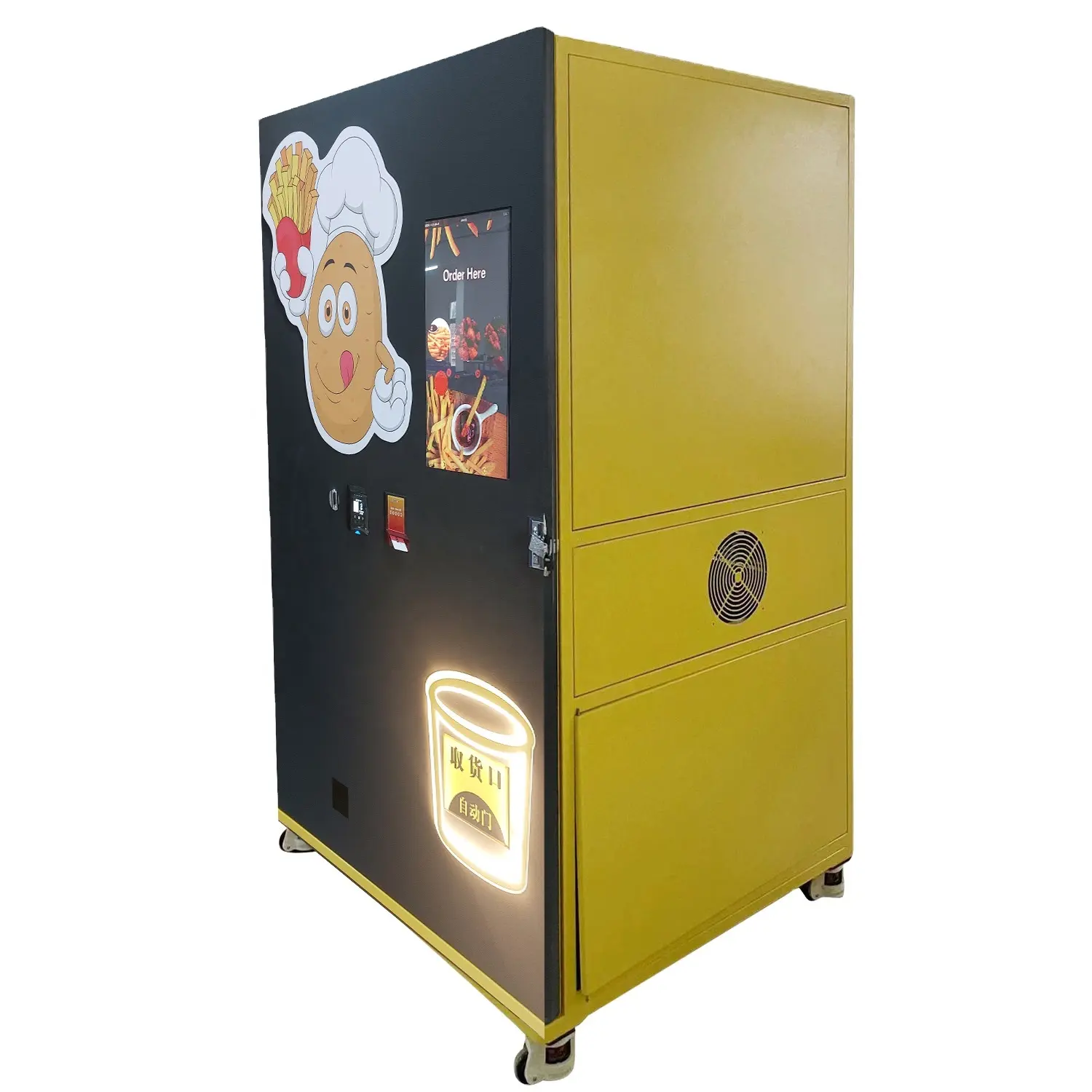 Distributeur automatique d'étiquettes de frites pour affaires, de restauration rapide, électronique en libre service, réfrigéré, à jetons intelligents