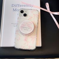 Support magnétique arc rose Tschick adapté à l'étui iPhone 15 14 13 12 11 Pro Max couverture arrière acrylique absorbant les chocs fond souple