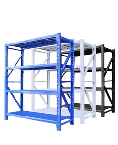 Industrial 4 Layer Steel Warehouse Rack Blue Powder Coated Adjustable Shelving Main Frame Structure - Product Image 1