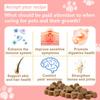 Friandises à mâcher personnalisées en vrac pour animaux de compagnie : Mélange de vitamines naturelles à absorption rapide pour la santé digestive et du pelage des chiens et chats, avec logo personnalisé