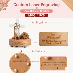 ของเล่นดนตรีไม้หมุนรูปชิงช้าสวรรค์แบบไขลาน ทำจากไม้บีช ตกแต่งบ้าน ของที่ระลึกสั่งทำพิเศษ กล่องดนตรีไม้ - Product Image 3
