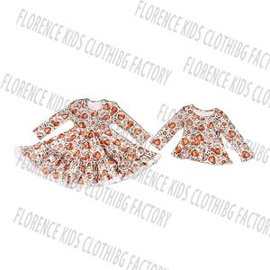 DH OEM vestido de las ninas acción de gracias al por mayor calabaza niños encaje Falda larga bebé niñas vestidos 6-12 meses - Product Image 2