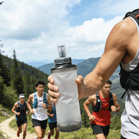 Bouteille d'eau souple en TPU ergonomique et durable de 500 ml, professionnelle pour le fitness et la gym, design anti-éclaboussures, étanche et écologique