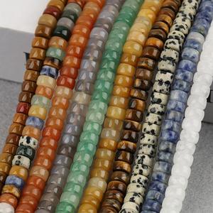 Wholesale New Arrival Pill Shape Multi Color <strong>Stone</strong> Beads 4x7mm Natural Agate Japser <strong>Jade</strong> Rondelle Beads for Jewelry Making - Product Image 1