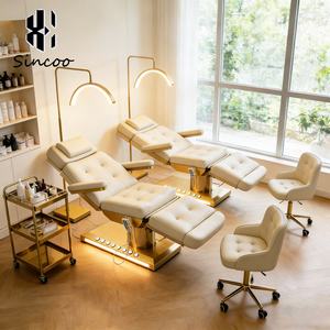 Cama de Masaje Eléctrica de Alta Calidad con Base Metálica Dorada Control de Pie y 3 Motores Cama <span class=keywords><strong>Facial</strong></span> de Color Personalizado para Salón de Belleza - Product Image 1