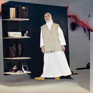 Blazer sans manches à motif uni, respirant, modeste, longueur totale, style élégant et décontracté, pour femmes musulmanes, coupe ample, ensembles pour les journées d'automne - Product Image 3