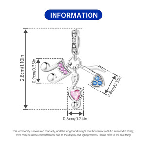 Original white copper <b>bead</b> <b>bracelet</b> - DIY colorful musical note pendant jewelry, personalized women's jewelry - Product Image 3