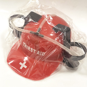 Blue Plastic Beverage Hat With Straw And Can <b>Holder</b> For Parties And Events - Product Image 2