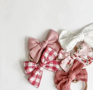 <strong>Baby</strong> Girl Custom Handcraft Girls Hair Bow Linen Bow Clips <strong>Baby</strong> Bow <strong>Headband</strong> - Product Image 1