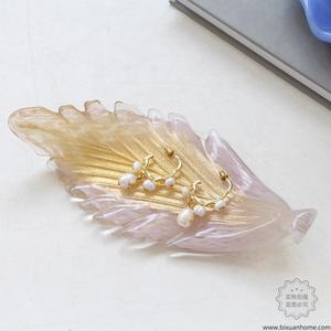 ביקססואן זכוכית מעופפת זרמה עלי מלאכה עלה צלחת תכשיטים מחזיק טבעת קטצ 'all קערה גלאם-אורגני - Product Image 5