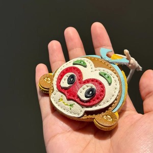Handmade Gift Mini Handbag Seahorse Genuine Leather Light <b>Keychain</b> Embossing Printing High Quality Charm - Product Image 3