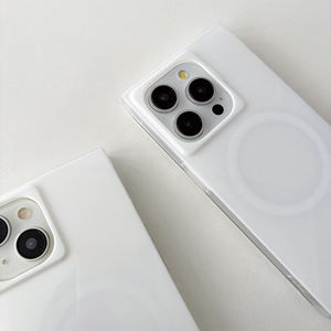 Mode Straight Edge <span class=keywords><strong>Mag</strong></span> Blanc Coffre-fort Téléphone étui pour iphone 13 14 15 16 Pro Max Sans Fil Charge Forte Magnétique Anti-goutte Couverture - Product Image 3