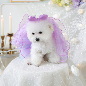 PETCIRCLE Vêtements pour animaux de compagnie printemps/été pour chiens et chats : Combinaison jupe et voile en tulle étoilé et rêveur - Product Image 4