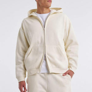 <span class=keywords><strong>Felpa</strong></span> con Zip da <span class=keywords><strong>Uomo</strong></span> Stile Americano, Vestibilità Ampia, Colore Bianco Sporco, Design Minimalista e Basico - Product Image 2