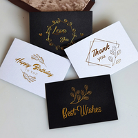 Kartu kertas ucapan bunga emas panas dekorasi kotak hadiah terima kasih pernikahan Mini bisnis kecil hitam kreatif kustom